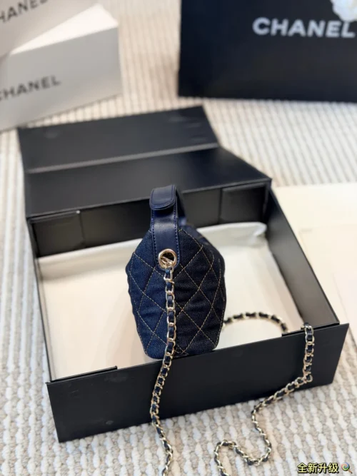 Chanel Brown Chain Denim Handbag