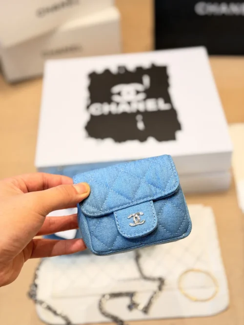 Chanel Small Blue Chain Denim Bag