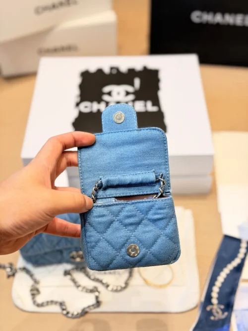 Chanel Small Blue Chain Denim Bag
