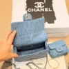 Chanel Small Blue Chain Denim Bag