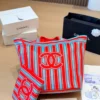Chanel Deauville Red Embroidered Canvas Wallet