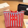 Chanel Deauville Red Embroidered Canvas Wallet
