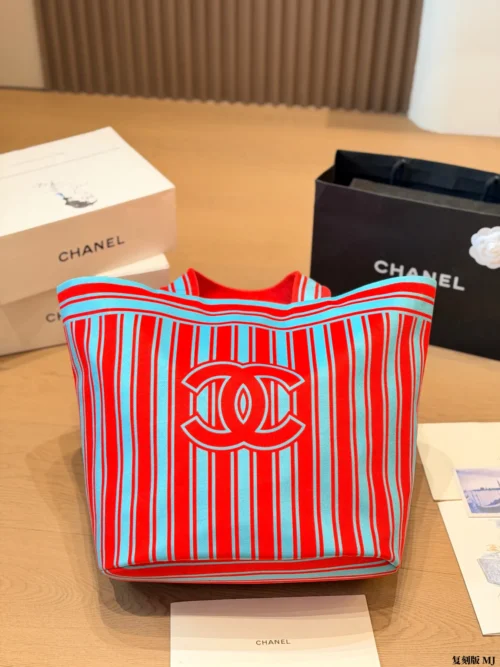 Chanel Deauville Red Embroidered Canvas Wallet