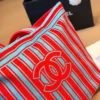 Chanel Deauville Red Embroidered Canvas Wallet