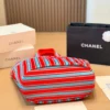 Chanel Deauville Red Embroidered Canvas Wallet