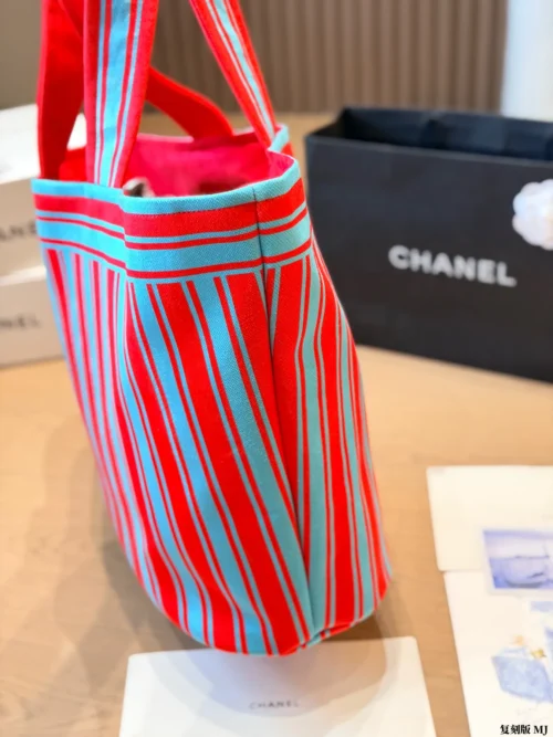 Chanel Deauville Red Embroidered Canvas Wallet