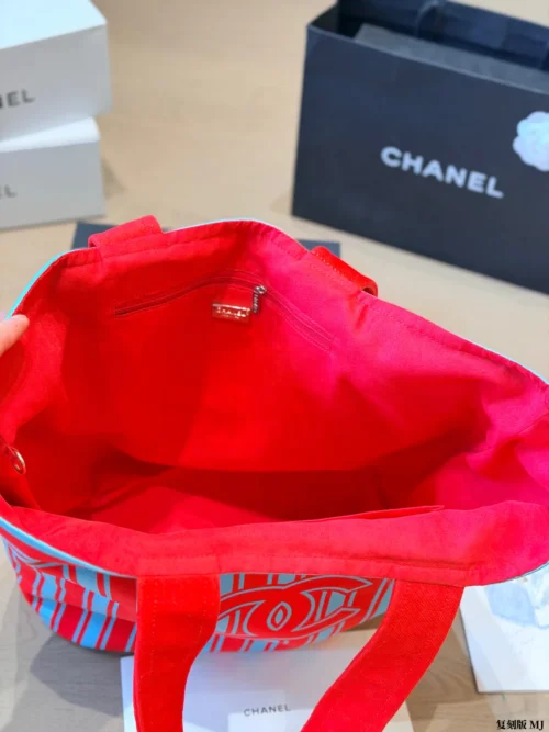 Chanel Deauville Red Embroidered Canvas Wallet