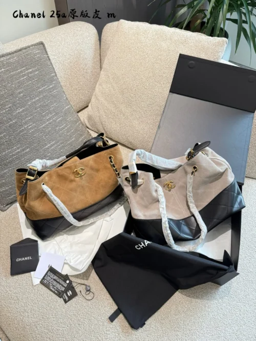 Chanel Gray Calfskin Bag Style 0224
