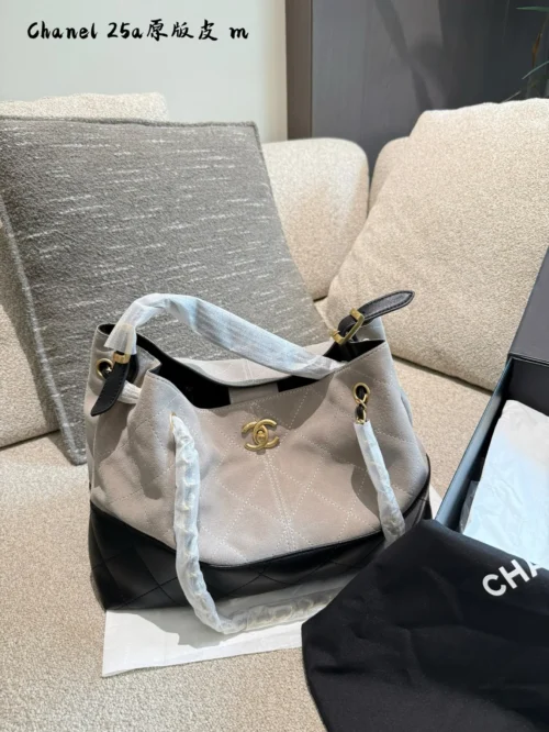 Chanel Gray Calfskin Bag Style 0224