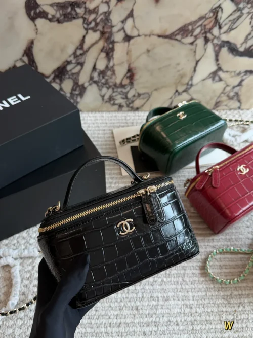 Chanel Croc-Embossed Vanity Bag