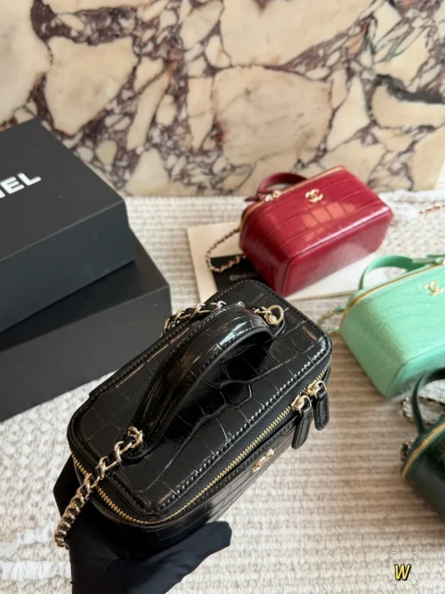 Chanel Croc-Embossed Vanity Bag