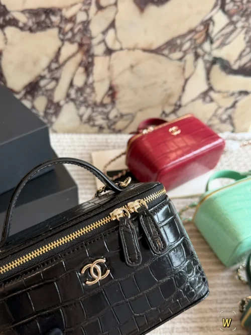 Chanel Croc-Embossed Vanity Bag