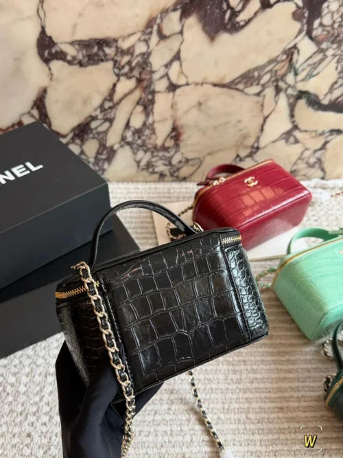 Chanel Croc-Embossed Vanity Bag