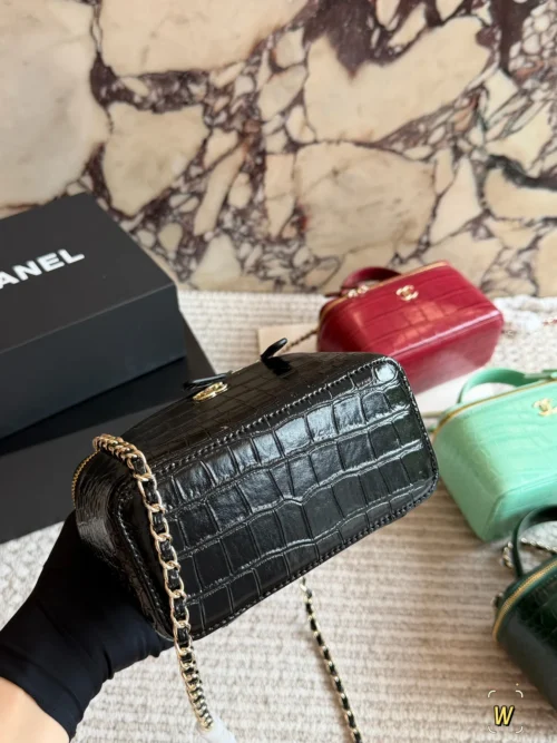 Chanel Croc-Embossed Vanity Bag