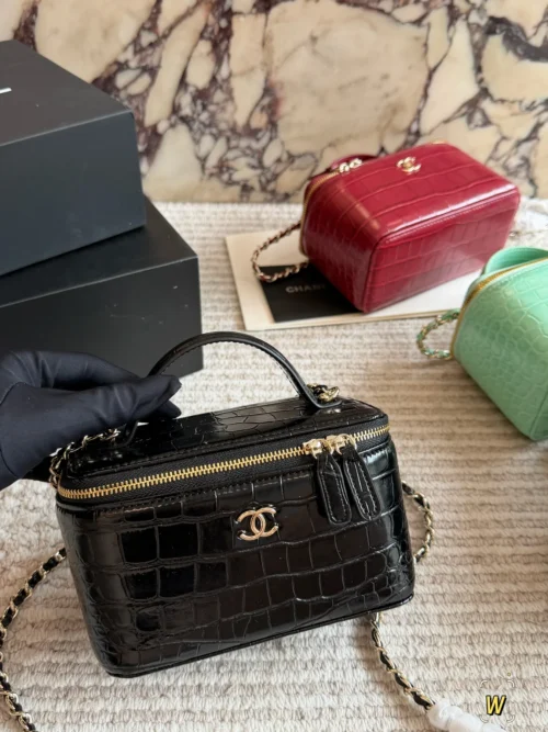 Chanel Croc-Embossed Vanity Bag