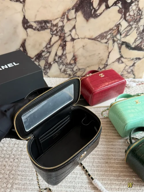 Chanel Croc-Embossed Vanity Bag