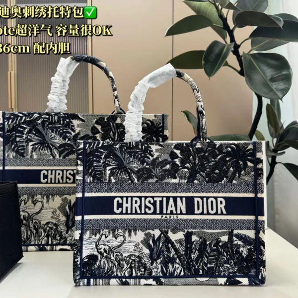 Dior Book Tote Embroidered Canvas Tote Bag