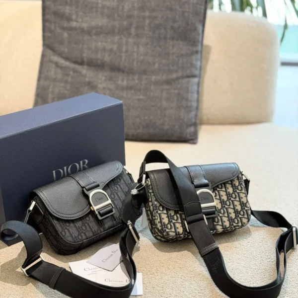 Dior Saddle Black Monogram Leather Bag