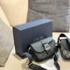Dior Saddle Black Monogram Leather Bag