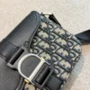 Dior Saddle Black Monogram Leather Bag
