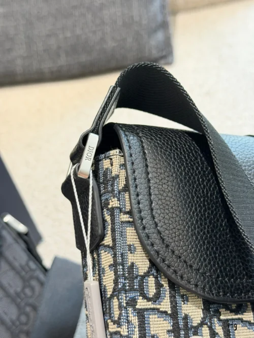 Dior Saddle Black Monogram Leather Bag