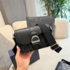 Dior Saddle Black Monogram Leather Bag