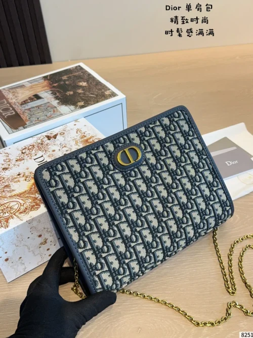 Dior Blue Monogram Canvas Clutch Bag