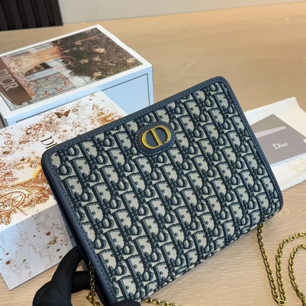 DIOR0070-01 Dior Blue Monogram Canvas Clutch Bag