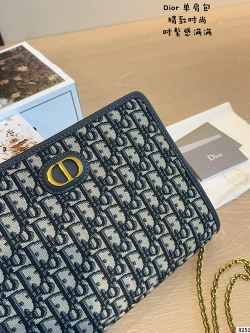 Dior Blue Monogram Canvas Clutch Bag