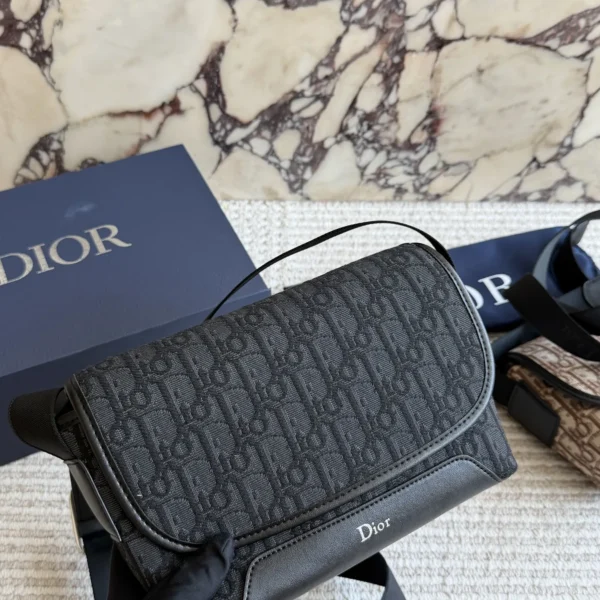 Dior Small Black Leather Messenger Bag