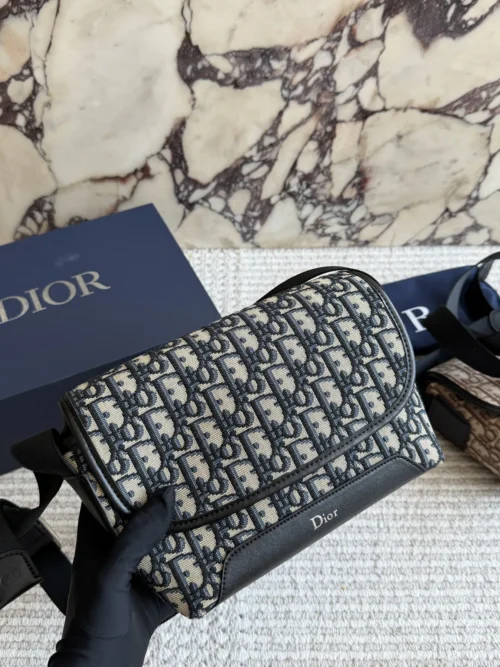 Dior Small Black Leather Messenger Bag