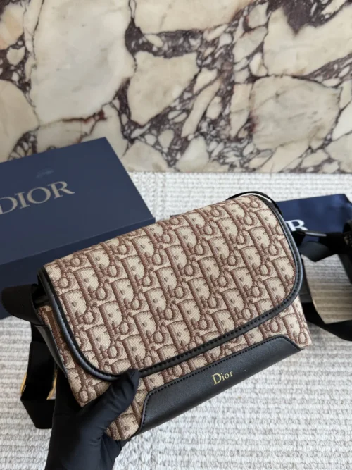 Dior Small Black Leather Messenger Bag