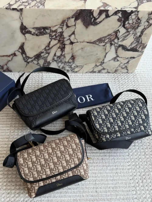 Dior Small Black Leather Messenger Bag