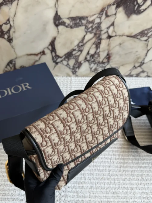 Dior Small Black Leather Messenger Bag