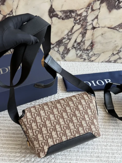 Dior Small Black Leather Messenger Bag