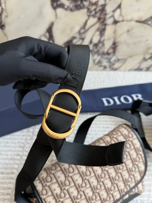 Dior Small Black Leather Messenger Bag