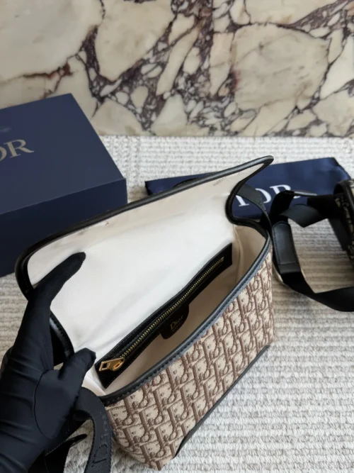 Dior Small Black Leather Messenger Bag