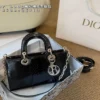Dior Lady Dior Croc-Embossed Top Handle Bag