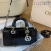 Dior Lady Dior Croc-Embossed Top Handle Bag