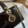 Dior Lady Dior Croc-Embossed Top Handle Bag
