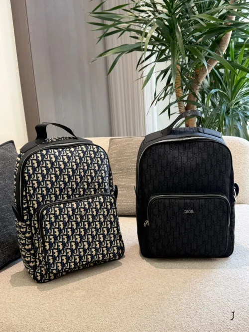 Dior Black Monogram Leather Backpack