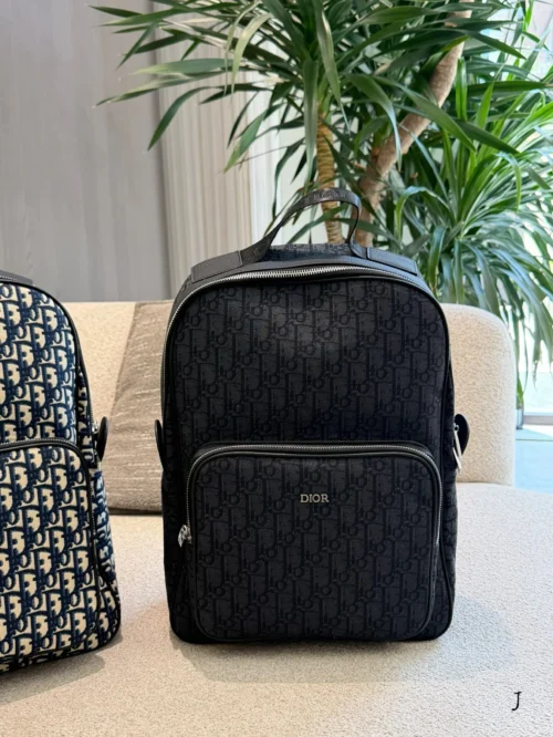 Dior Black Monogram Leather Backpack