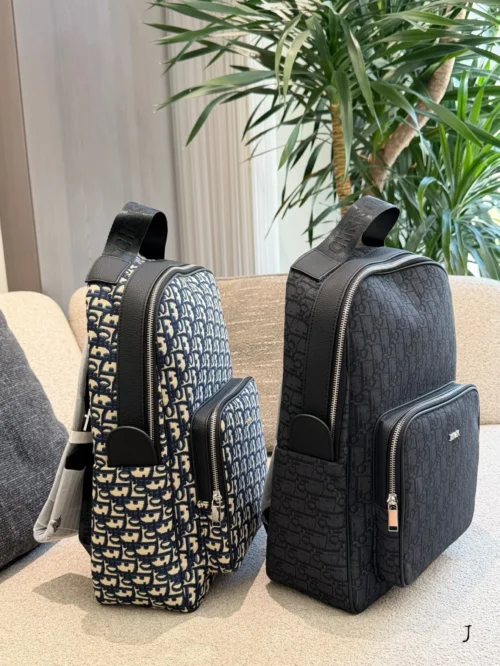 Dior Black Monogram Leather Backpack