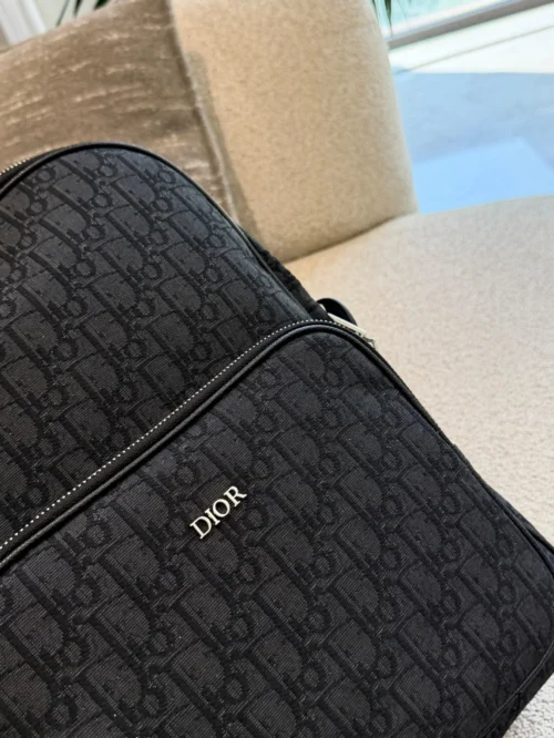Dior Black Monogram Leather Backpack