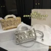 Dior Silver Quilted Leather Top Handle Bag