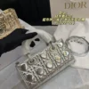 Dior Silver Quilted Leather Top Handle Bag