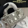 Dior Silver Quilted Leather Top Handle Bag