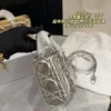 Dior Silver Quilted Leather Top Handle Bag