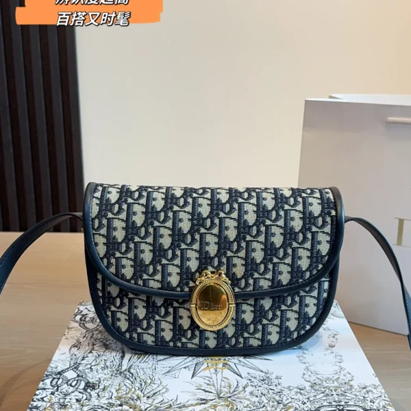 DIOR0122-01 Dior 30 Montaigne Blue Embroidered Calfskin Crossbody Bag