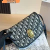 Dior 30 Montaigne Blue Embroidered Calfskin Crossbody Bag